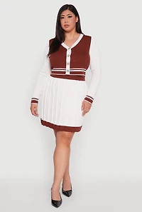 Womens Plus Color Blocked Cropped Cardigan,