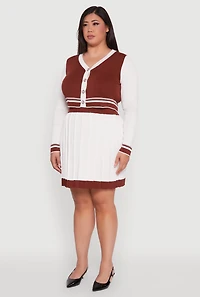Womens Plus Color Blocked Cropped Cardigan,