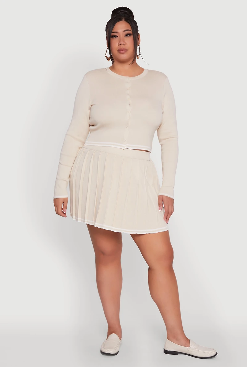 Womens Plus Daisy Button Front Varsity Stripe Detail Cardigan, 1X