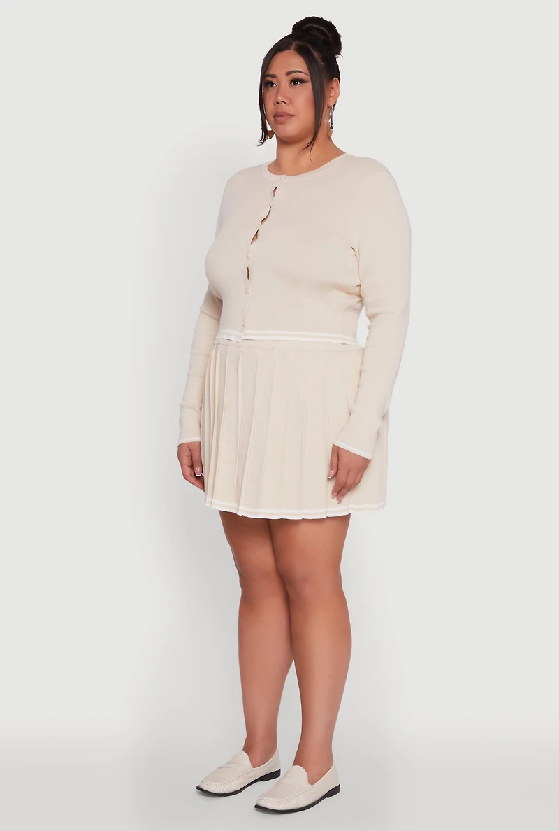 Womens Plus Daisy Button Front Varsity Stripe Detail Cardigan, 1X