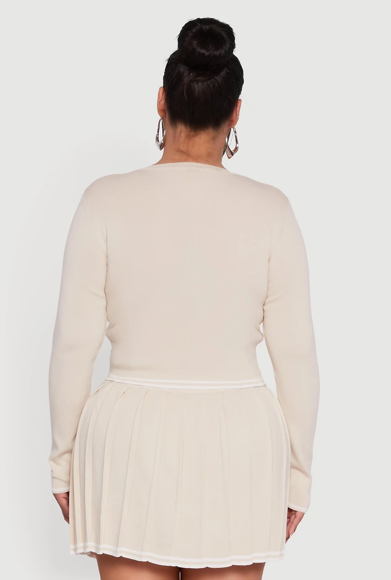 Womens Plus Daisy Button Front Varsity Stripe Detail Cardigan, 1X