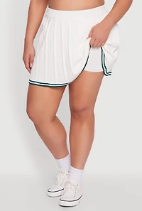 Plus Daisy Pleated Skirt with Varsity Stripe Detail