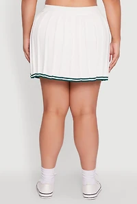 Plus Daisy Pleated Skirt with Varsity Stripe Detail