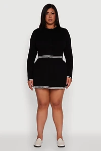 Womens Plus Daisy Pleated Skirt with Varsity Stripe Detail,