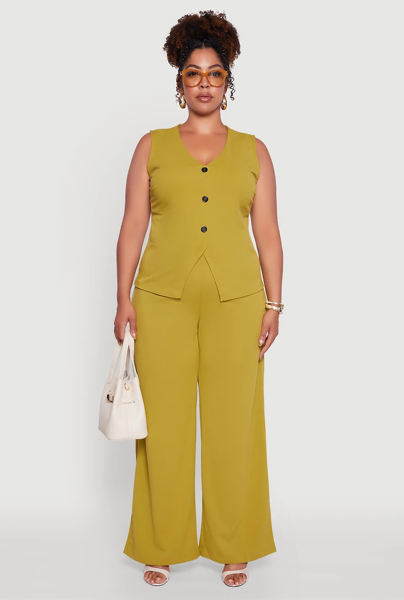 Plus Crepe Knit Pullover Blazer Vest