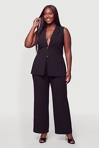 Plus Metallic One Button Dress Pants