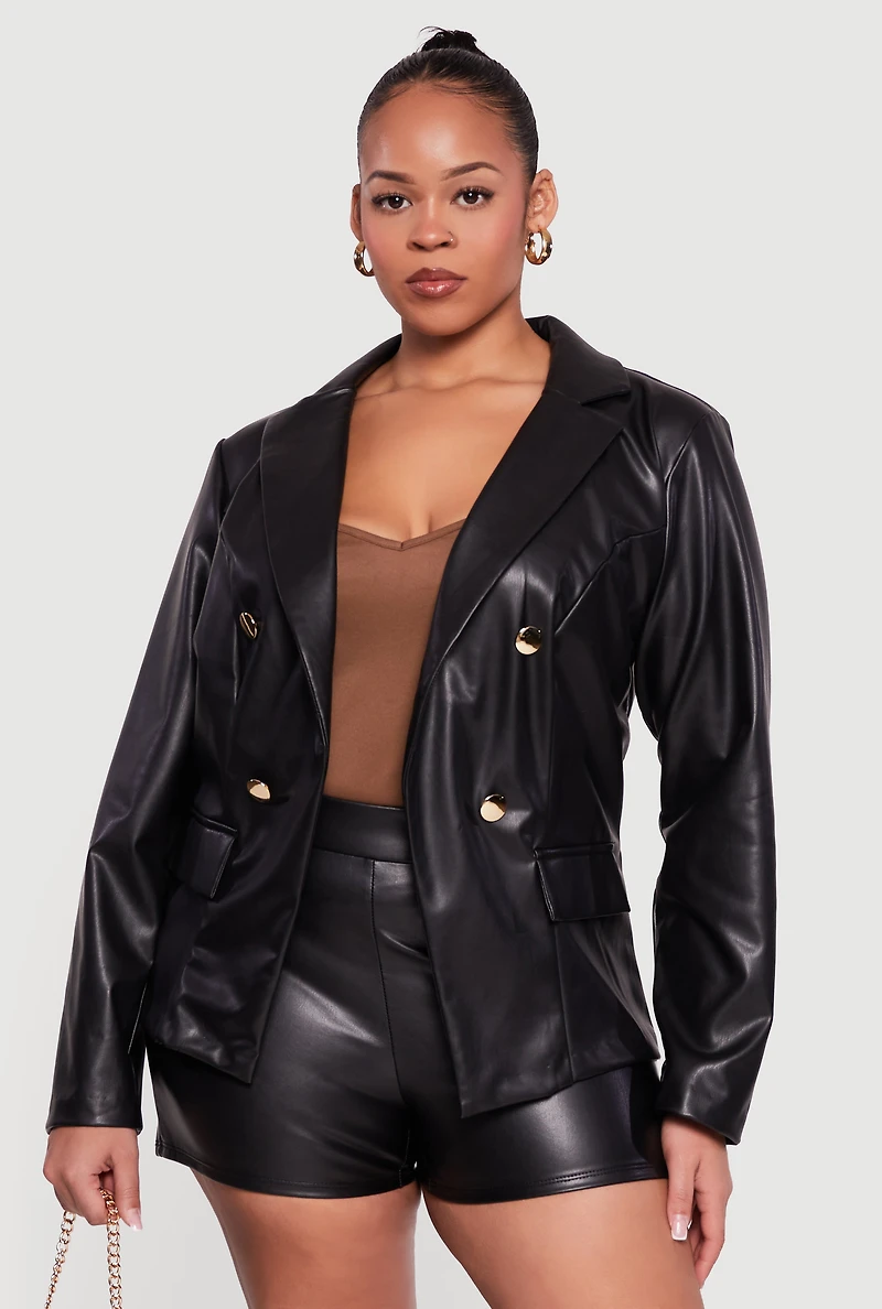 Plus Faux Leather Blazer