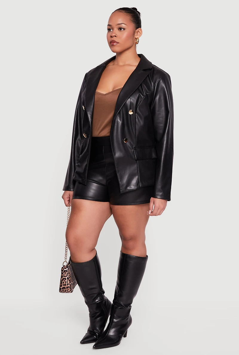 Plus Faux Leather Blazer