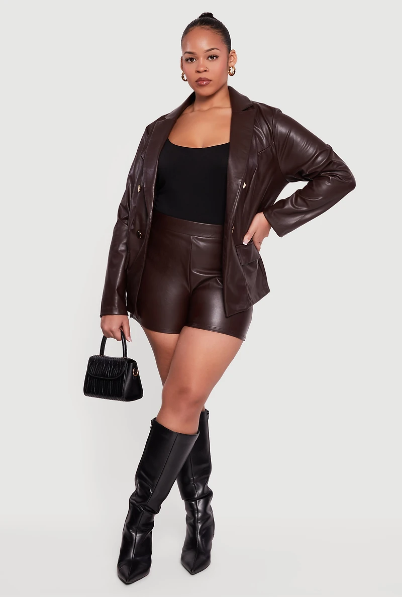 Plus Faux Leather Blazer