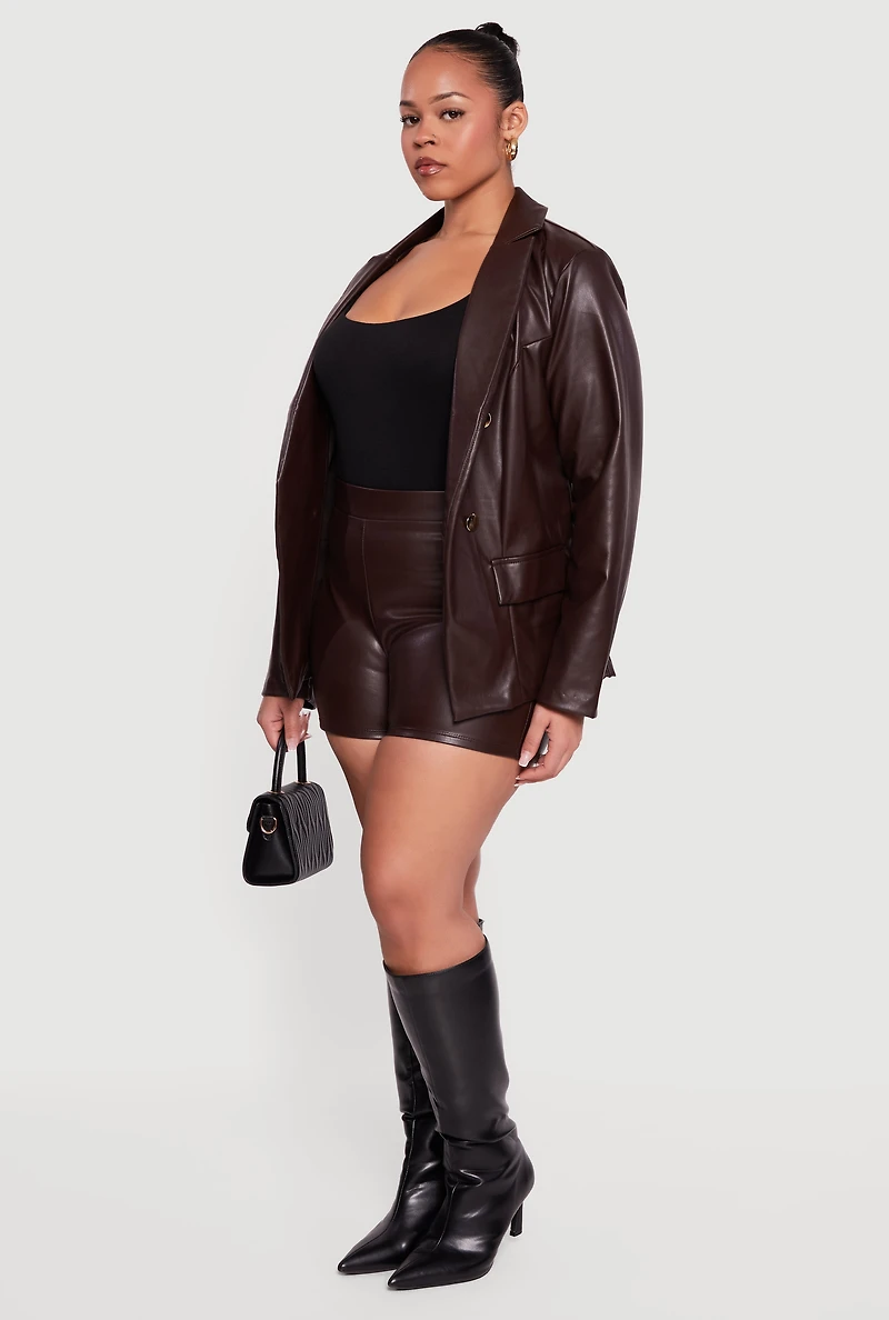 Plus Faux Leather Blazer