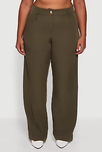 Womens Plus Crepe Knit Wide Leg Dress Pants, 2X
