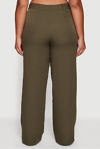 Womens Plus Crepe Knit Wide Leg Dress Pants, 2X