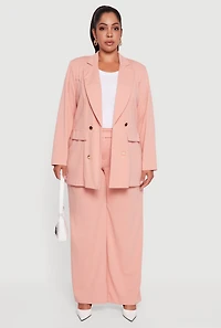 Womens Plus Size Pleated High Waisted Wide Leg Dress Pants, Pink, Size 1X