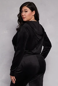 Womens Plus Velour Front Zip Hoodie, 2X