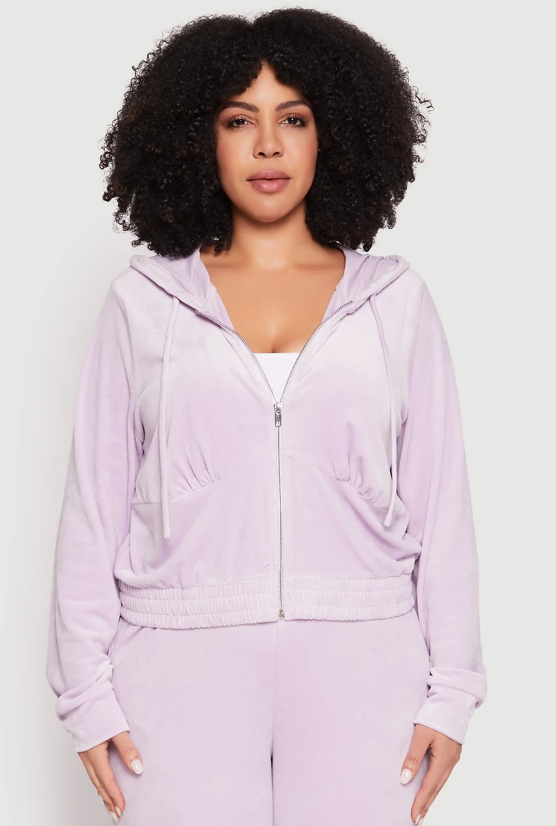 Plus Iris Velour Cropped Hooded Sweatshirt