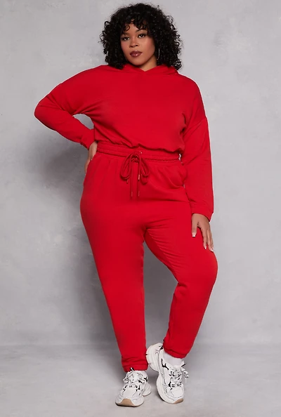 Womens Plus Size Iris Fleece Drawstring Sweatpants, Red, Size 1X