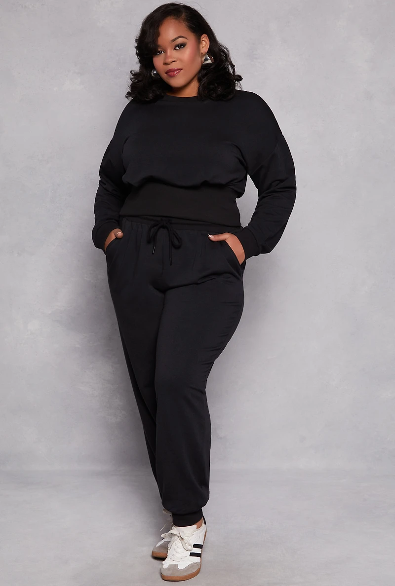 Plus High Waisted Drawstring Joggers
