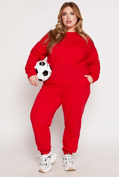 Plus High Waisted Drawstring Joggers