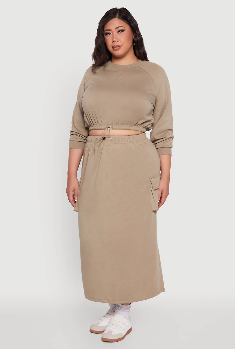 Womens Plus Pullover Sweatshirt with Toggle Drawstring Hem, 2X