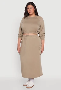 Womens Plus Pullover Sweatshirt with Toggle Drawstring Hem, 2X