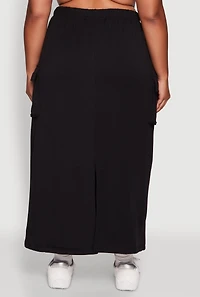 Womens Plus High Waisted Toggle Drawstring Cargo Skirt, 3X