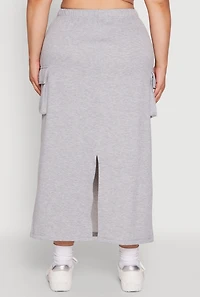 Womens Plus Size High Waisted Toggle Drawstring Cargo Skirt, Grey, Size 2X