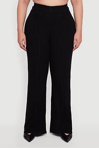 Womens Plus Almost Famous High Waisted Cable Knit Pants,