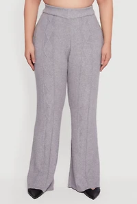Plus Almost Famous High Waisted Cable Knit Pants
