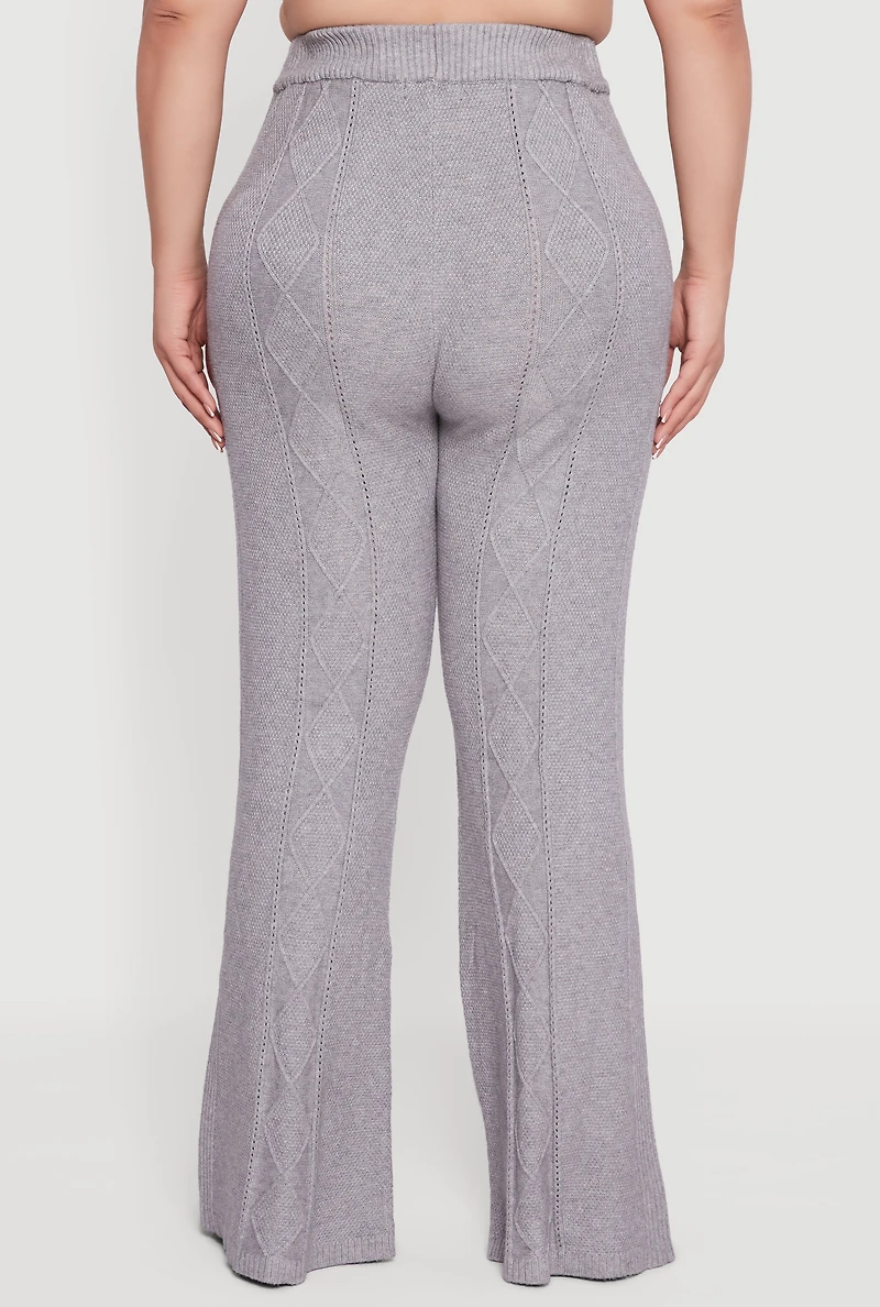 Plus Almost Famous High Waisted Cable Knit Pants