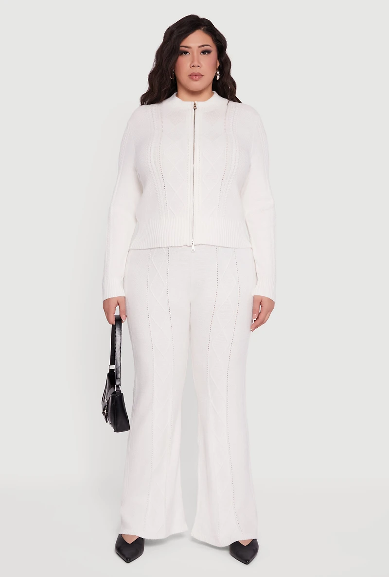 Plus Almost Famous High Waisted Cable Knit Pants