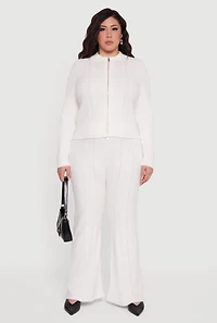Plus Almost Famous High Waisted Cable Knit Pants