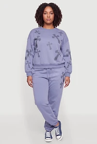 Plus Almost Famous Rhinestone Graphic Joggers