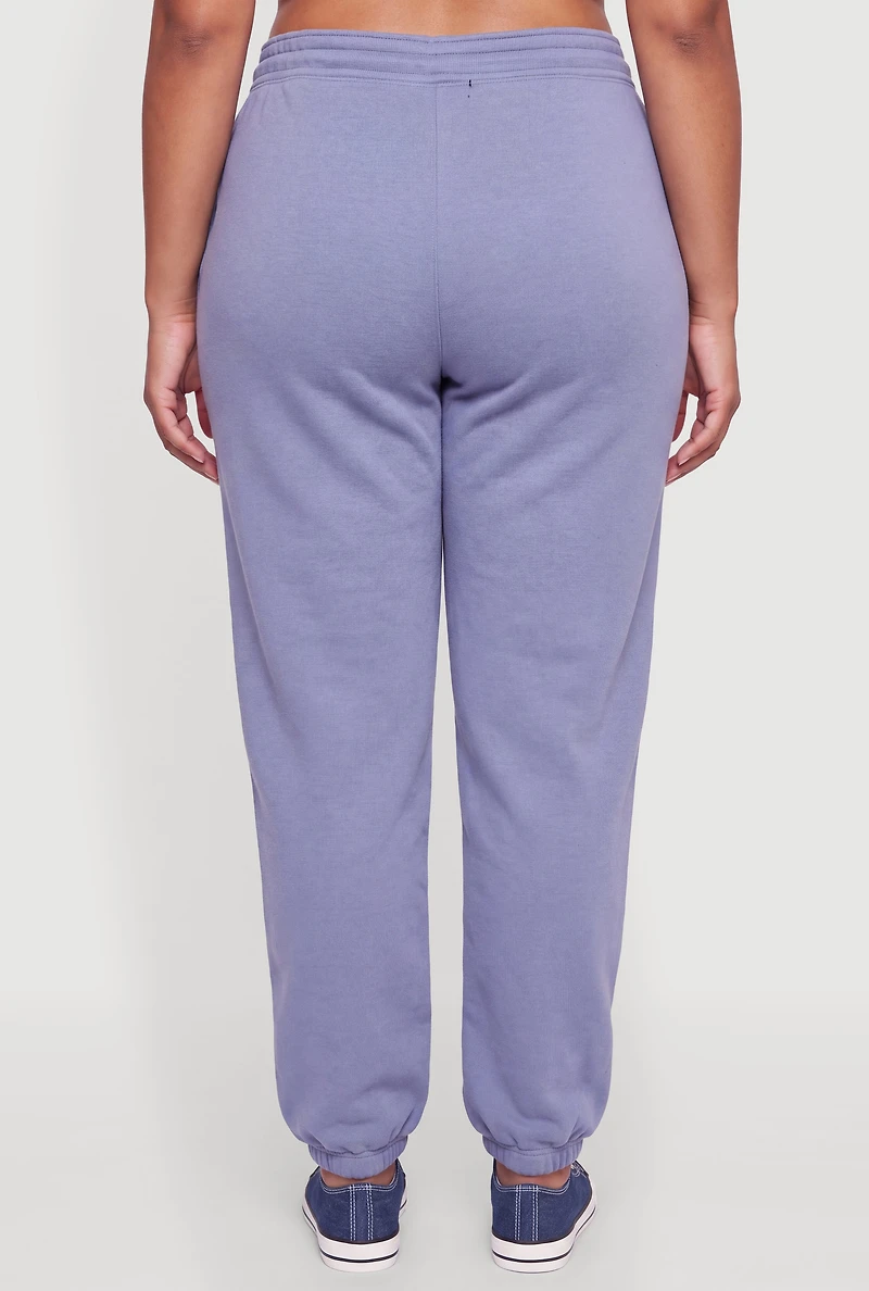 Plus Almost Famous Rhinestone Graphic Joggers