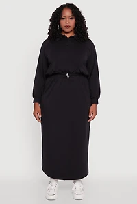 Womens Plus Toggle Drawstring Hem Crop Sweatshirt,