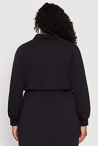 Womens Plus Toggle Drawstring Hem Crop Sweatshirt,