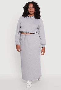 Womens Plus Size Toggle Drawstring Hem Crop Sweatshirt, Grey, Size 1X