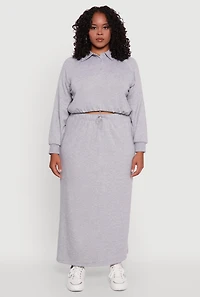 Womens Plus Size Toggle Drawstring Hem Crop Sweatshirt, Grey, Size 1X