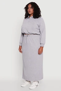 Womens Plus Size Toggle Drawstring Hem Crop Sweatshirt, Grey, Size 1X