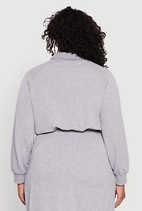 Womens Plus Size Toggle Drawstring Hem Crop Sweatshirt, Grey, Size 1X