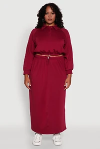 Womens Plus Toggle Drawstring Hem Crop Sweatshirt, 1X