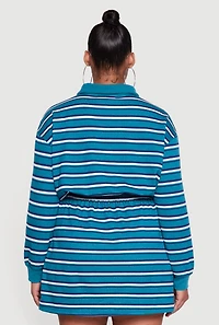 Womens Plus Striped Fleece Lined Cropped Sweatshirt, 1X