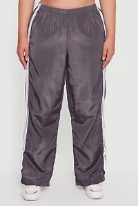 Womens Plus Size Almost Famous Bow Side Stripe Track Pants, Grey, Size 3X