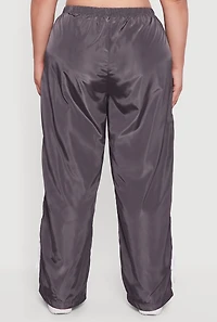 Womens Plus Size Almost Famous Bow Side Stripe Track Pants, Grey, Size 3X