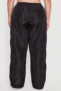Womens Plus Size Almost Famous Bow Side Stripe Track Pants, Black, Size 1X