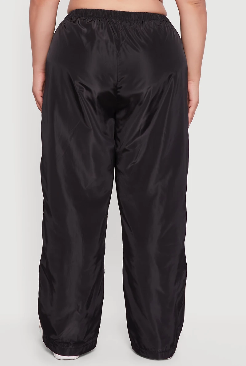 Womens Plus Almost Famous Bow Side Stripe Track Pants, 3X