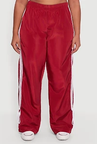 Womens Plus Size Almost Famous Bow Side Stripe Track Pants, Red, Size 1X
