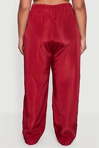 Womens Plus Size Almost Famous Bow Side Stripe Track Pants, Red, Size 1X