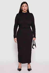 Womens Plus Size Almost Famous Textured Knit Funnel Neck Top, Black, Size 2X