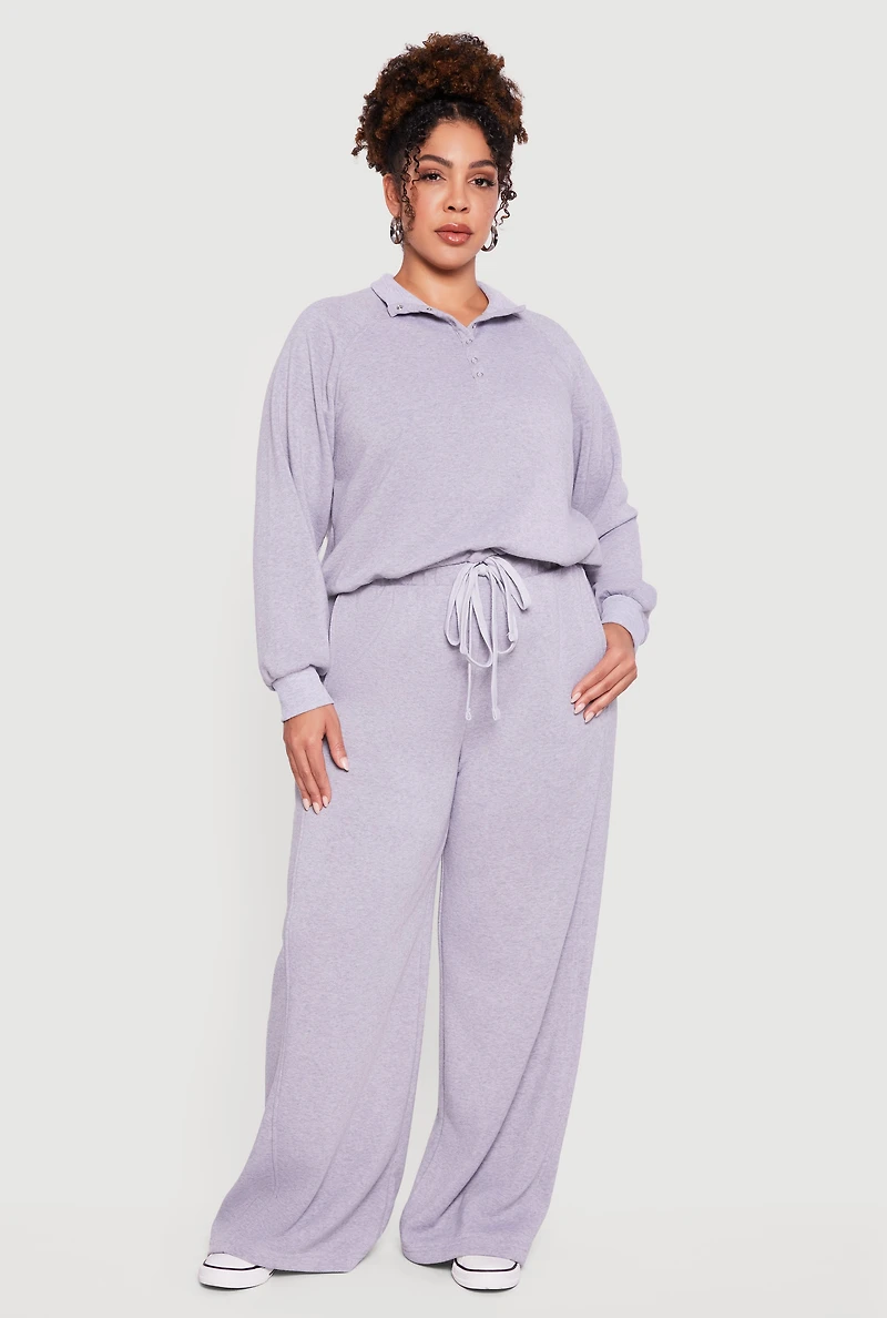 Womens Plus Size Raglan Sleeve Snap Button Front Sweatshirt, Grey, Size 2X