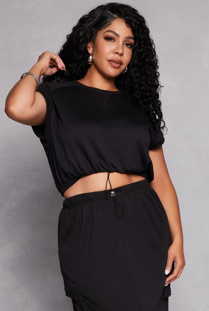 Plus Almost Famous Cap Sleeve Sweatshirt